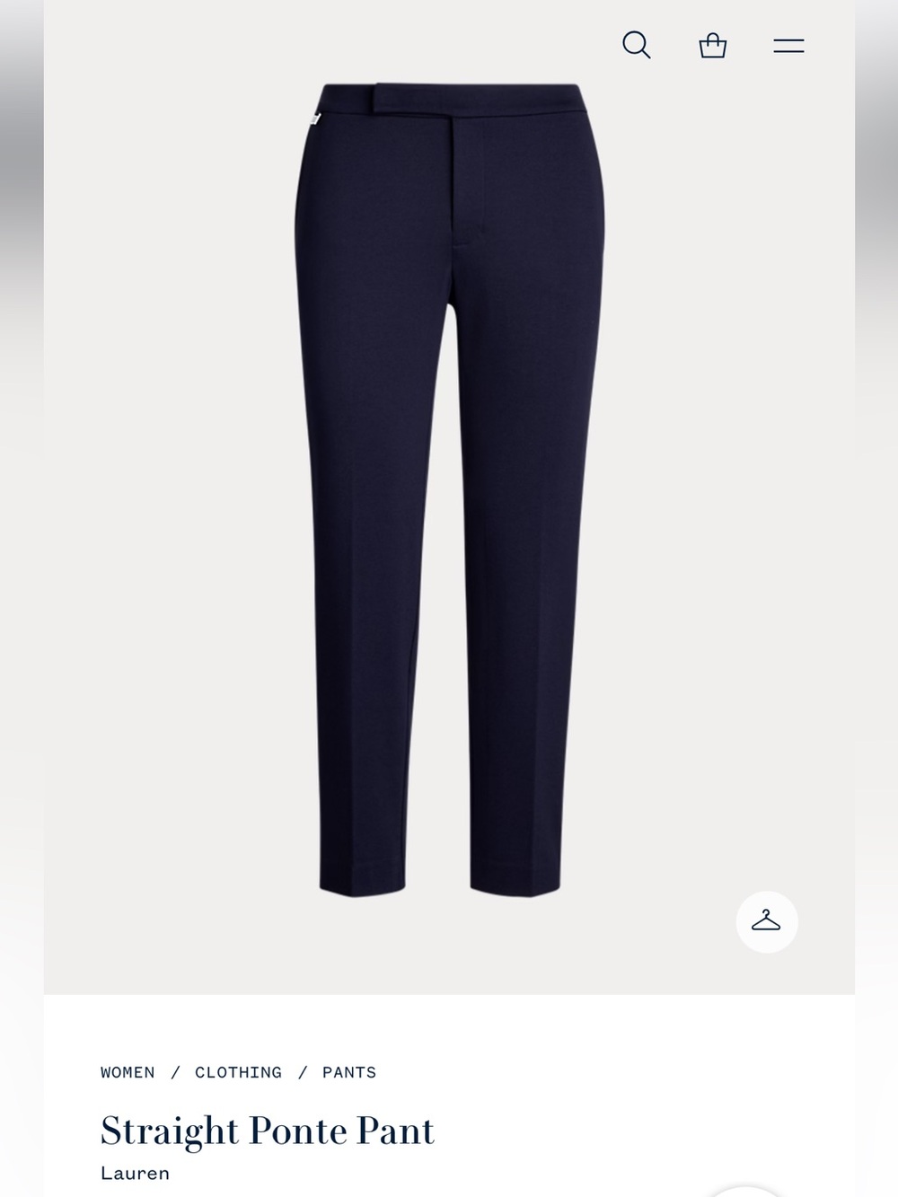 Lauren Ralph Lauren Double-Faced Stretch Cotton Pant in Navy